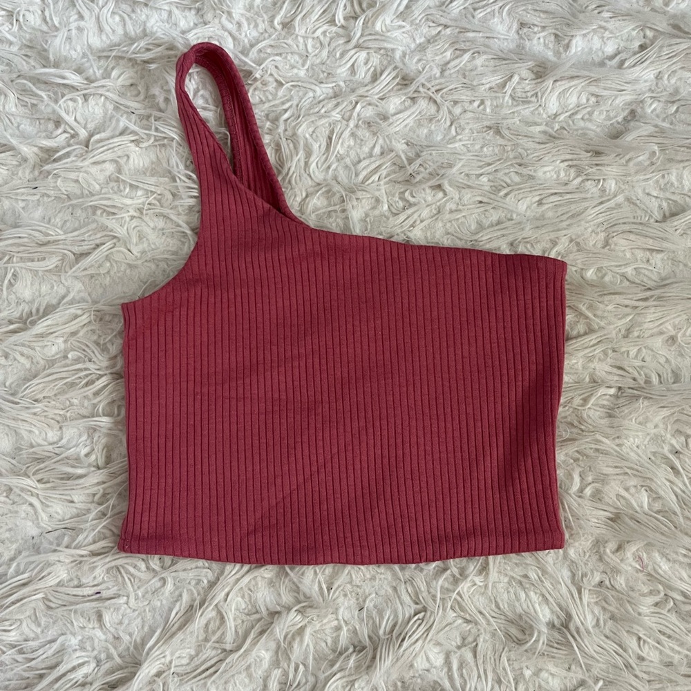 lulus ribbed one shoulder top | size small